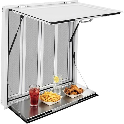 Fenêtre de Service Pliante 36x36 po Alliage d'Aluminium 4 Fenêtres Coulissantes Auvent Amovible Blanc Food Truck (1/5)