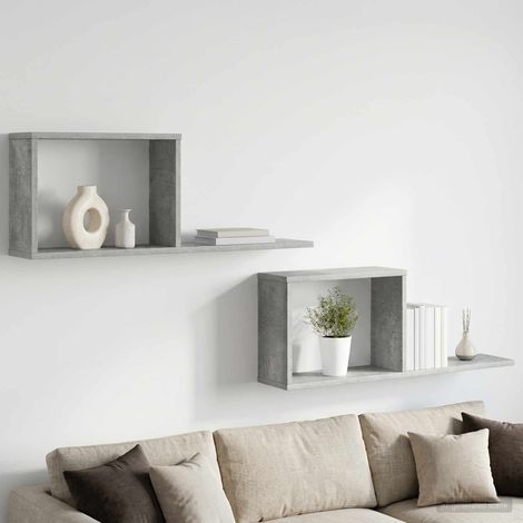 vidaXL Floating Shelves 2 pcs Concrete Grey 80 x 15 x 30 cm (1/5)