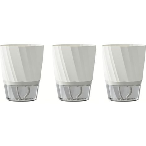 3 pièces Pots de Plantes à Arrosage Automatique Niveau d'eau Visible en Plastique avec Trous de réservoirs Transparents pour Plantes d'intérieur Fleurs succulentes Blanc L (1/5)