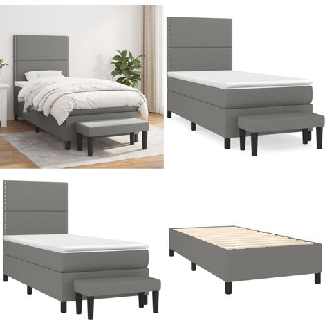 Boxspringbett mit Matratze Dunkelgrau 90x200 cm Stoff - Boxspringbett - Doppelbett - Bettenrahmen - Schlafraum - Schlafzimmer - Home & Living (1/5)