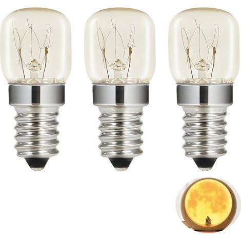 Lot de 3 ampoules E14 25W blanc chaud 2700K résistantes aux hautes températures pour four, micro-ondes et réfrigérateur (1/5)
