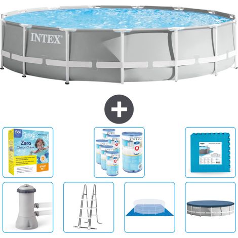 Piscine Intex Round Prism Frame - 457 x 107 cm - Grise - Comprend des Accessoires CB48 (1/4)