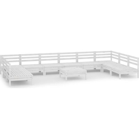 Maison Exclusive - Set Salotto da Giardino 11 pz Bianco in Legno Massello di Pino
