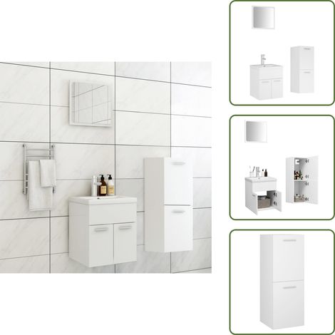 Lavabo da incasso - vidaXL Set Mobili da Bagno Bianco in Legno Multistrato - Armadietto basso
