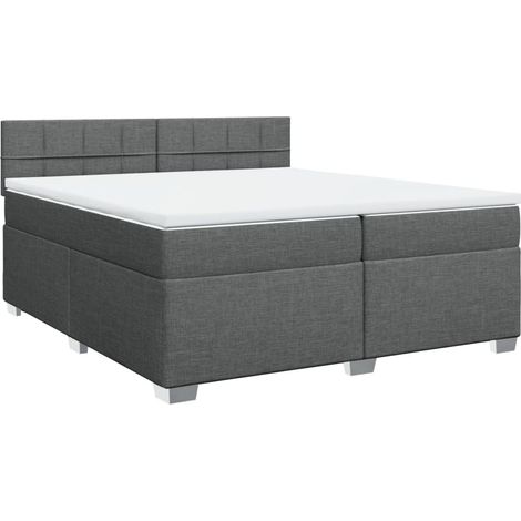 Maison Exclusive - Giroletto a Molle con Materasso Grigio Scuro 200x200 cm Tessuto