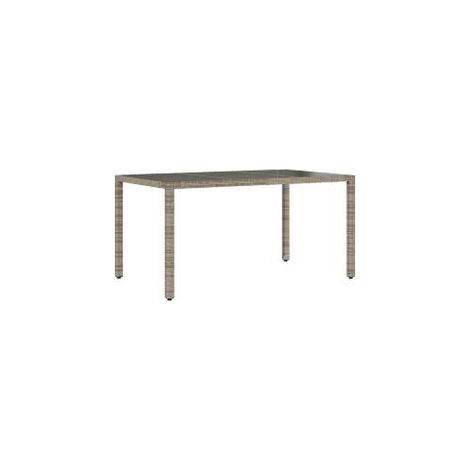 Table de jardin dessus en verre Gris 150x90x75 Résine tressée (1/5)