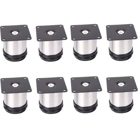 8 Pieds De Meubles RéGlables En Acier Inoxydable,Réglables 50 mm De Hauteur épaissir les pieds d'armoire Pieds de table Pieds de meubles,Acier inoxydable brossé,Hauteur réglable 0-15 mm