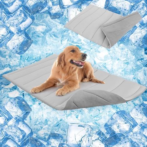 Cojín refrescante para jaula de perro，cojín grueso autorrefrigerante reversible (frío y calor)，cama refrescante de 91 cm x 58 cm para mascotas (1/5)