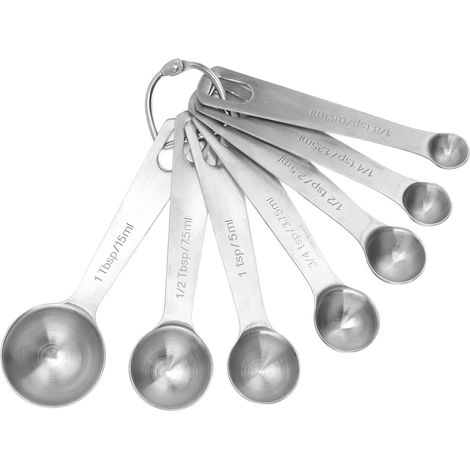 Ensemble de 7 cuillères doseuses en acier inoxydable, petites cuillères à café, outil de pâtisserie pour ingrédients secs ou liquides (1/5)