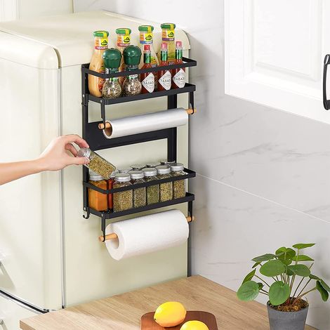 Skecten Estante Organizador Magnético Refrigerador 2 capa/ Estante de baño / Estantería de Almacenamiento para Cocina/ Negro (1/5)