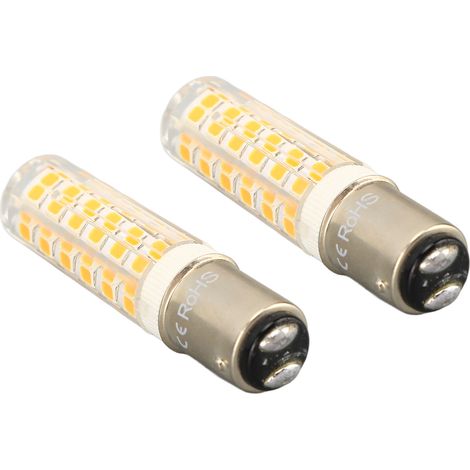 Lot de 2 ampoules LED BA15D à intensité variable, 6 W, culot à baïonnette CC à double contact, 540 lm, 76 LED, lumière chaude, équivalent à 60 W halogène, 100-130 V. (1/5)