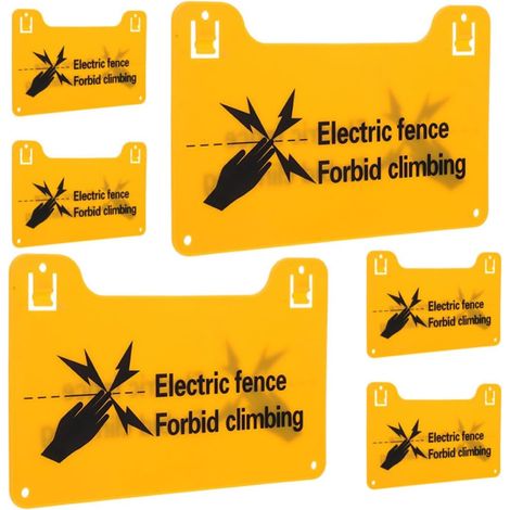 Panneaux de Signalisation pour Clôture Électrique 6 Pièces Pvc Jaune Coins Arrondis sans Bavures, Texte Visible, Pose Polyvalente sur Portails ou Murs (1/5)