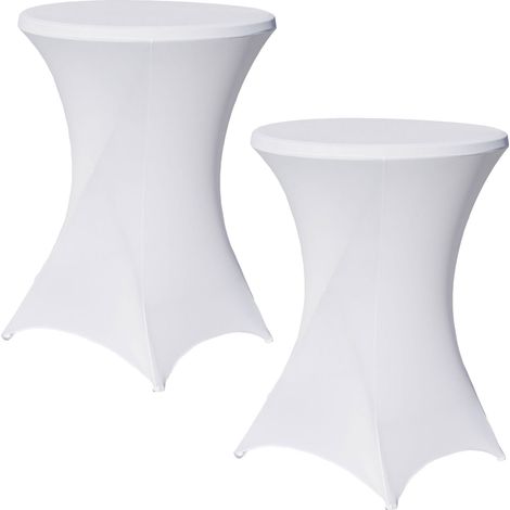 2er Set Stehtischhusse Stretch weiß Ø 80cm Tischhusse (1/5)