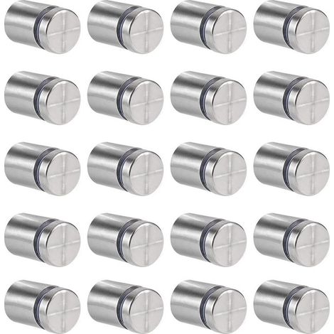 20 Pcs Entretoise de Verre,19 x 25mm Vis d'écartement,Support Mural en Acier Inoxydable pour Clous Publicitaires,pour Plaques et Présentoirs de Signe (Argent) (1/3)