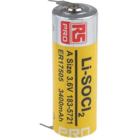 Pile A, 3.6V, RS PRO, Lithium Thionyle Chloride, 3.4Ah ( Prix pour 1 )
