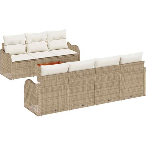 Garden Sofa Set 8 pcs Beige Poly Rattan vidaXL (1/5)