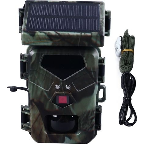 Caméra de chasse étanche HD à vision nocturne infrarouge et alimentation solaire pour la surveillance de la faune sauvage en extérieur-Crezuo
