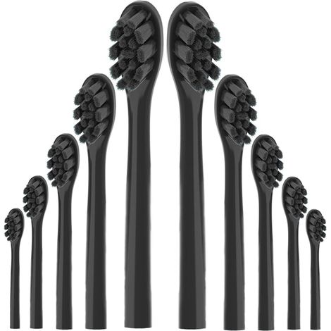 Lot de 10 têtes de brosse à dents de rechange compatibles avec les brosses à dents électriques têtes de brosse à dents, têtes de rechange noires (1/5)