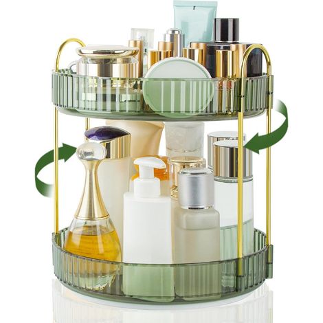 Kosmetik-Organizer – Doppelfach, 360° drehbar, großes Fassungsvermögen – Geeignet für Badezimmer und Waschbecken (1/5)