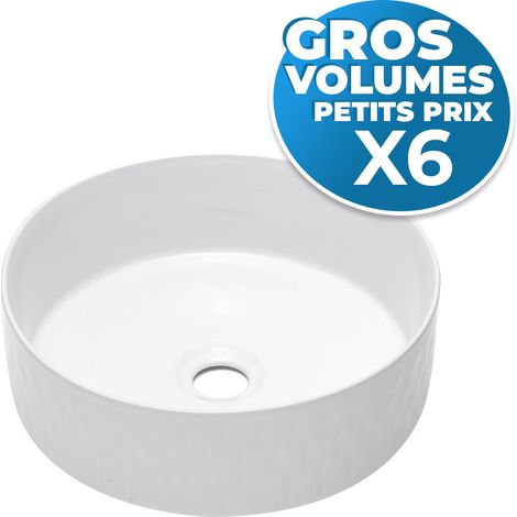 Swiss Aqua Technologies lot de 6 vasques à poser Infinitio 36 x 36 x 12 cm sans trop-plein, blanc brillant (SATINF3636-GVP06)