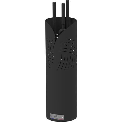 Le Marquier – Serviteur de cheminée en acier peint noir – Équipé de 3 ustensiles H 60 cm – Dimensions L 20 P 20 H 65 cm (1/5)
