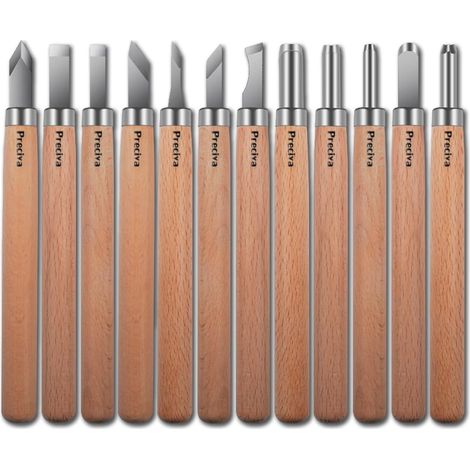Outil de Gravure en Bois Kit, 12 Pièces Décapage Couteau Sculpture sur Bois, Ciseaux à Bois, DIY Outil de Sculpture pour Sculpteur, Charpentier, Amateur (1/5)