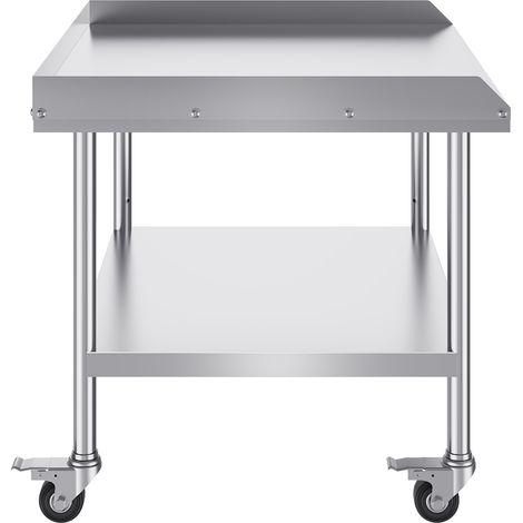 Mophorn Tavolo da lavoro in acciaio inossidabile da 30 x 36 x 30 pollici, tavolo da lavoro commerciale per la preparazione di alimenti per impieghi gravosi con rotelle