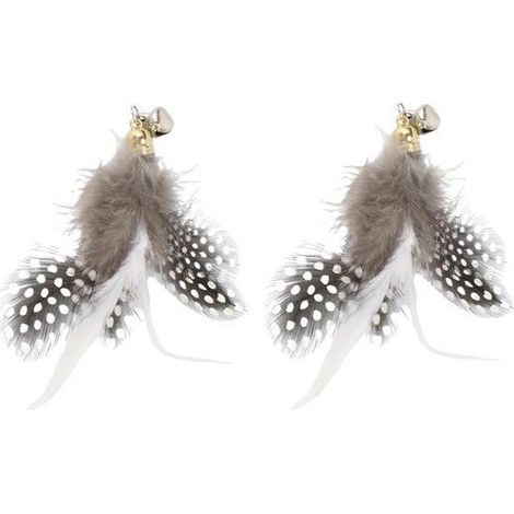 Pièces Plumeau Jeux pour Chat Plume Rechange pour Baguette Canne à Pêche Chats Interactive Intérieur Entraînement Kit Noir Blanc (1/5)