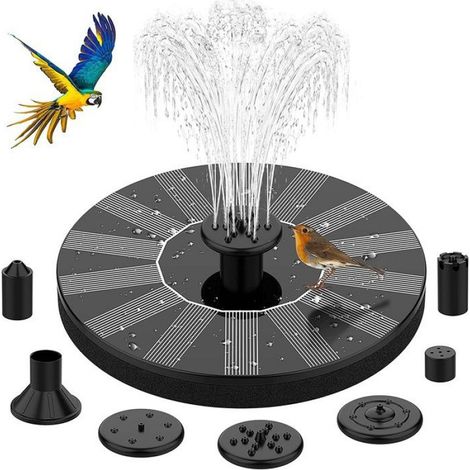 Fontaine solaire d'extérieur avec 6 effets - Pompe à eau solaire pour étang de jin ou fontaine - Bain d'oiseaux FONTAINE DE JARDIN (1/5)