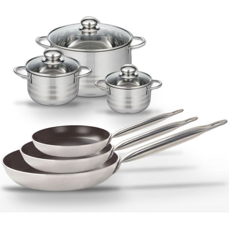Lot de 3 Poêles 24/28/32 cm et 3 Faitouts 12/14/24 cm Elo Bistro Line (1/5)