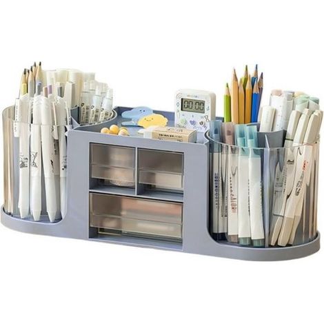 Scatola portaoggetti 36,5 x 12,6 x 13 cm, organizer da scrivania, portapenne, organizer girevole, portapenne portatile, portapenne creativo, girevole (1/5)