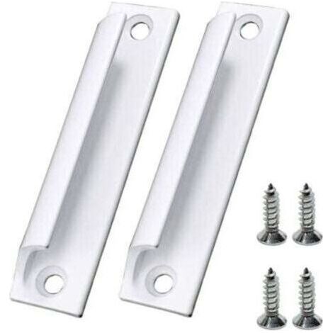 Poignées de porte coulissantes en alliage d'aluminium blanc pour meubles et fenêtres, avec vis. (1/4)