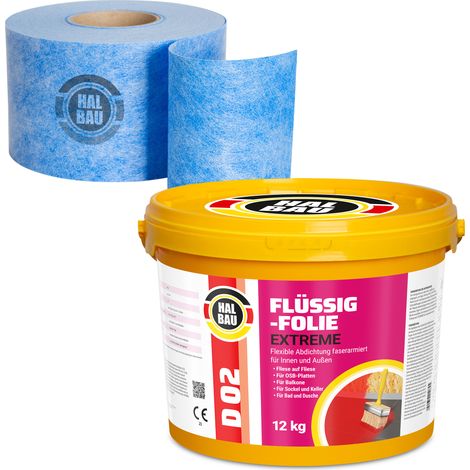 HALBAU Dichtset für Duschabdichtung Bad Abdichtung Dichtband Flüssigfolie 12kg H313 (1/5)