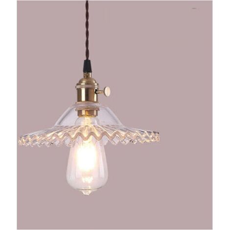 E27 Industrial Vintage Glass Pendant Light Retro Ceiling Light Fixture Retro Glass Pendant Lights Industrial Ceiling Lighting Pendant Lights Ceiling Lights Fixture (Transparent Glass (1/5)