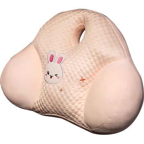 Coussin de dossier chaise été, support lombaire oreiller cartoon lapin rose pour canapé chambre bureau voiture (1/5)