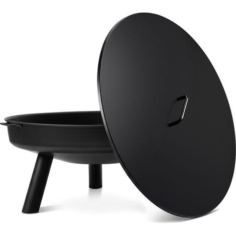 TolleTour Couvercle de protection pour brasero rond Ø 75,5 cm, plaque acier carbone 1,5 mm avec poignée inox 304 (1/4)