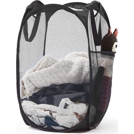 Panier A Linge - Filet Pliable Carré - Pour Linge Sale - Salle De Bain Chambre Etudiante - 1 Pièce (1/5)