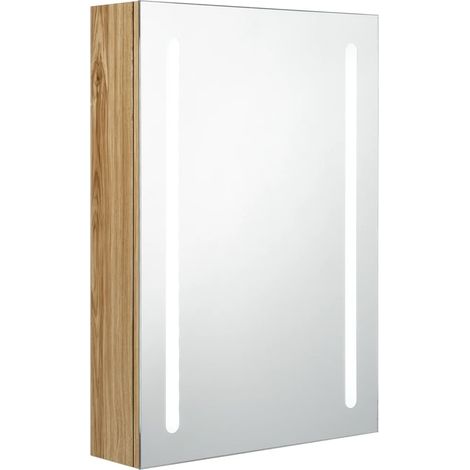 Maison Exclusive - LED-Bad-Spiegelschrank Eichenoptik 50x13x70 cm