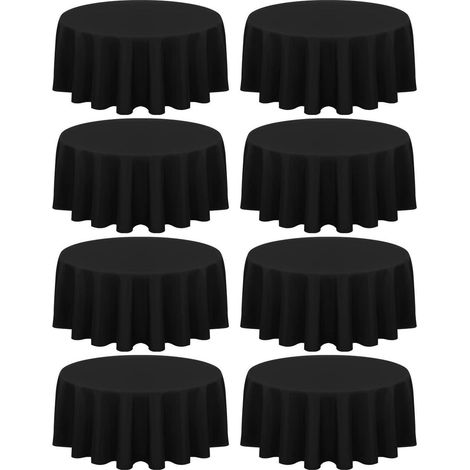 Lot de 8 sets de table ronds noirs 229 cm Polyester, Facile d'entretien & Élégant