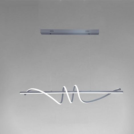 TrAdE Shop Traesio - Lampadario A Sospensione Led 65w Argento Spirale Ondulato Luce 6500k Vortice Orizzontale 32477 - (1/5)