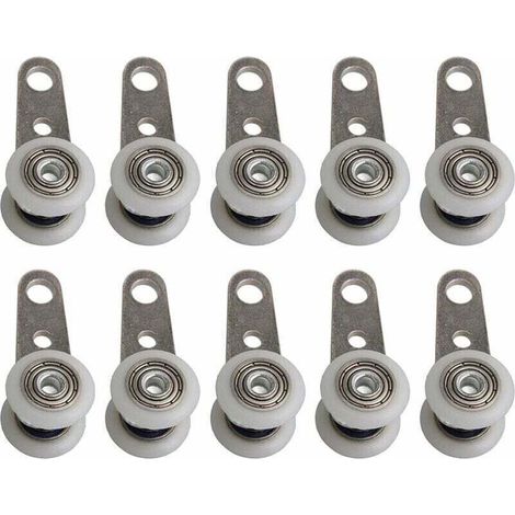 Lot De 10 Roulettes Pour Baies Vitrées Ou Portes Coulissantes - En Métal Et En Plastique - 4,5X 1,9Cm