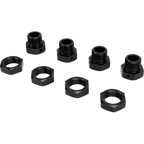 Lot de 4 adaptateurs hexagonaux de roue RC 24 mm en alliage d'aluminium robuste avec caches et axes pour ARRMA 1/5 Noir (1/5)