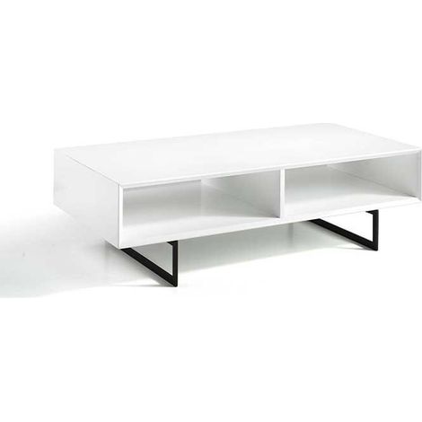 Mesa de Centro rectangula - Modelo Sena - Color Blanco/Negro - Material MDF/Metal - Medidas 120 x 60 x 35 cm (1/5)