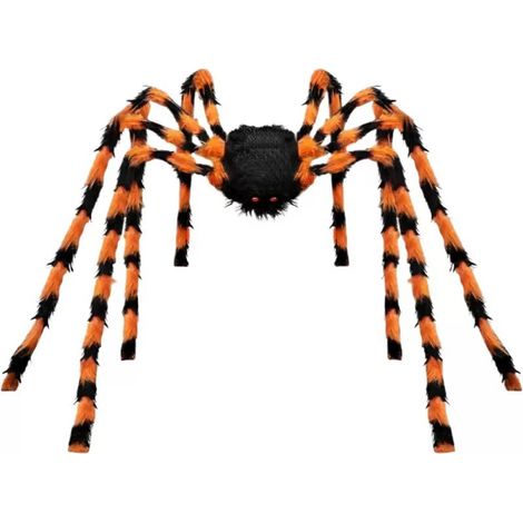 Décoration d'Halloween, araignée, 124,9 cm, araignée géante décorative pour Halloween, effrayante, poilue, fausse araignée aux yeu (1/5)