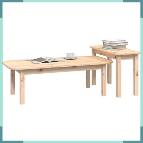 822362 Ensemble de tables basses 2 pcs Bois massif de pin (1/5)