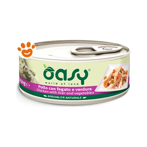 Oasy Dog Natury Soft Jelly Pollo con Fegato e Verdure - Lattina 150 Gr - Cibo Umido Cani