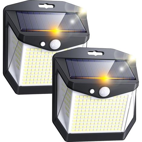 Solarbetriebene Sicherheitsleuchten für den Garten: 248 LEDs, 3 Modi, Bewegungsmelder, Solarpanel, Flutlicht, IP65 wasserdicht, 2er-Pack (1/5)