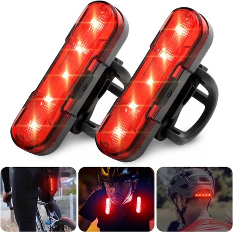 Due fanali posteriori a LED per bicicletta, ricaricabili tramite USB, ad alta luminosità, ideali per la visione notturna, per adulti e ragazzi. (1/5)