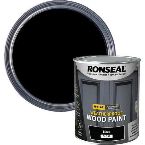 10 Year Weatherproof Wood Paint Black Gloss 750Ml (1/5)