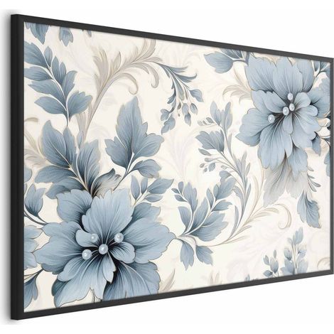 Poster – Türkisfarbene Zierblumen im Retro-Stil (1/4)